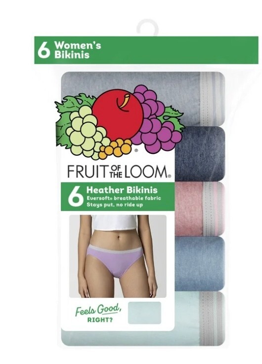 Fruit of the Loom Women’s Cotton Bikini Underwear, 6-Pack