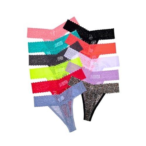 Women’s Lace Thong Panties Set, 11 Pack, Multicolor Small Ac70-11se*butongyanse