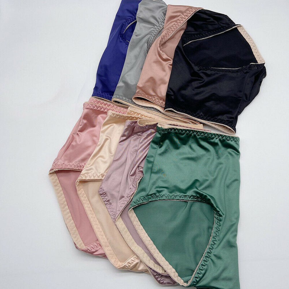 1-5PCS Lot Women Satin Panties Vintage Lingerie Seamless Underwear Brief