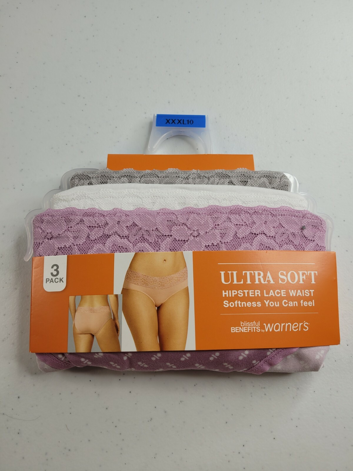 Warners Women’s Hipster Lace Waist Underwear Panties Ultra Soft 3-Pair XXXL 10
