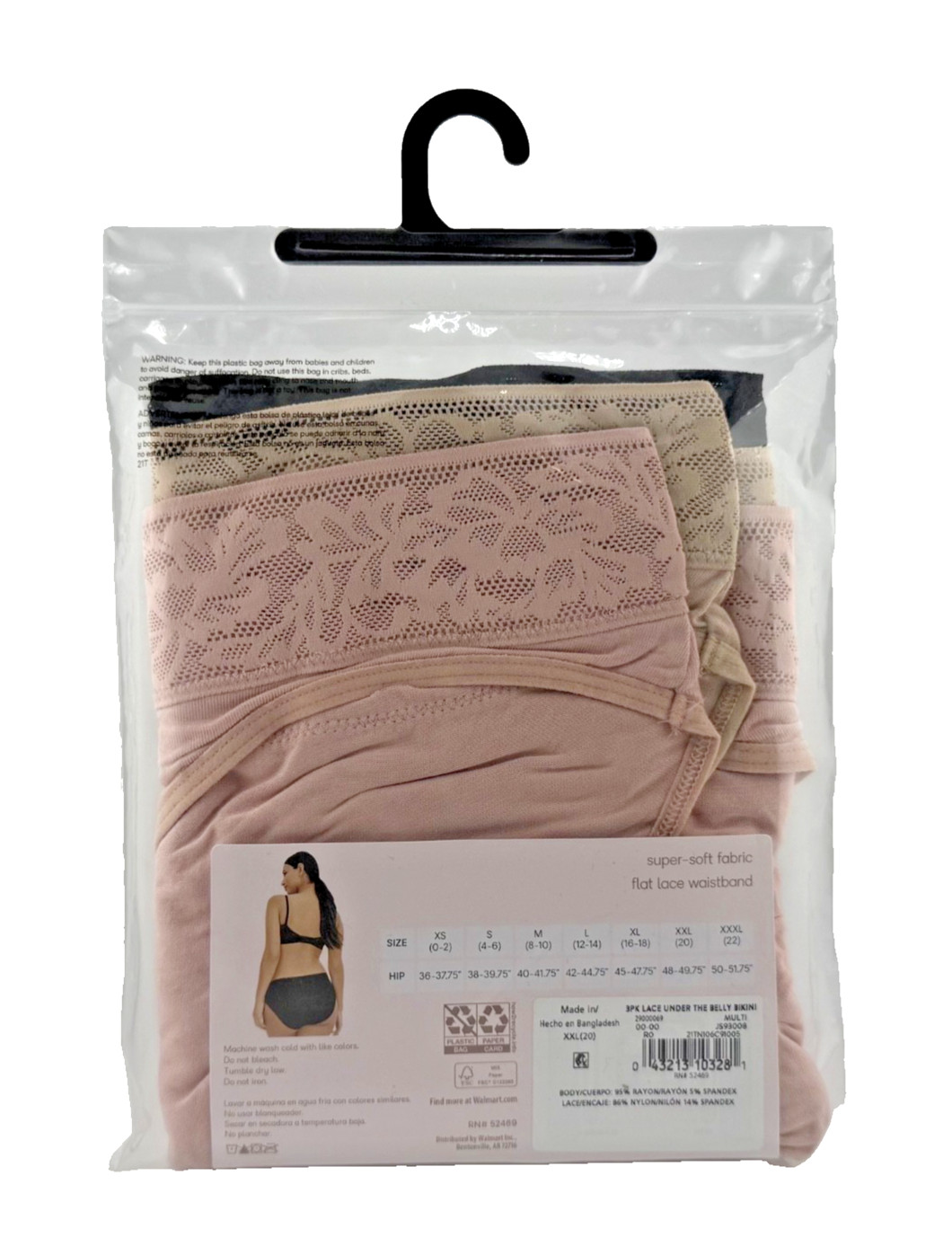 Joyspun Women’s Maternity Under Belly Underwear, XL (16-18) to XXXL (22) – 3 Pk
