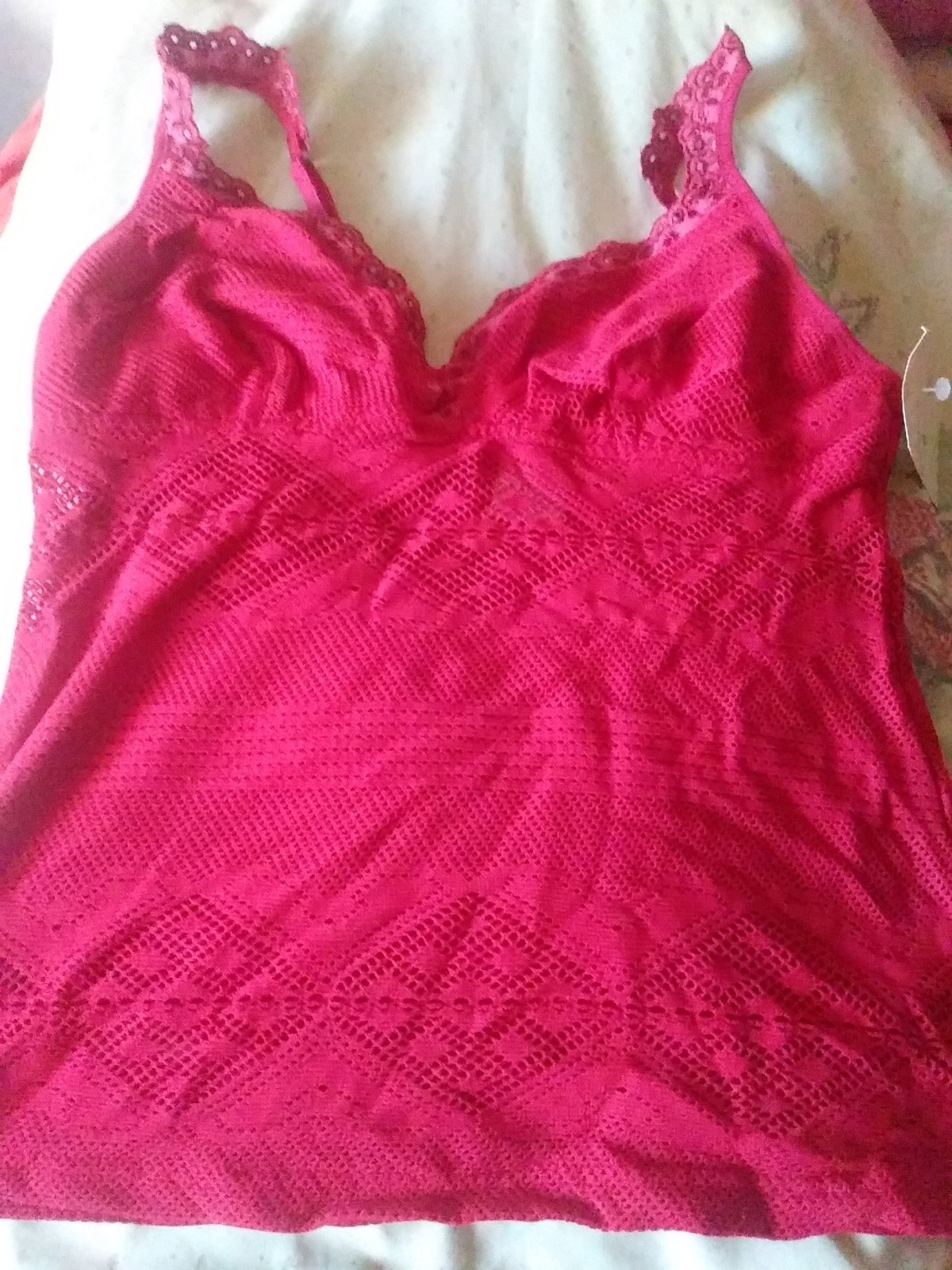 ARIANNE LINGERIE CAMISOLE AND PANTIES SIZE SMALL RED BURGUNDY KNIT NWT