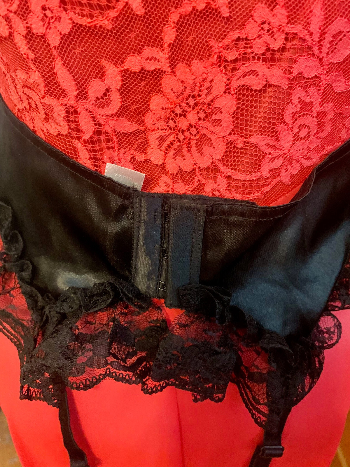 PANTIES RED NICKER VINTAGE style FRILLY NEW TAGS 8X SATIN LACE +1 FREE STOCKINGS