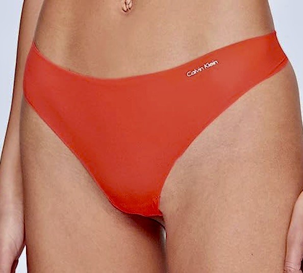 CALVIN KLEIN Invisibles Terra Cotta White Black 3 pk Thong Panty Womens Sz XS 4