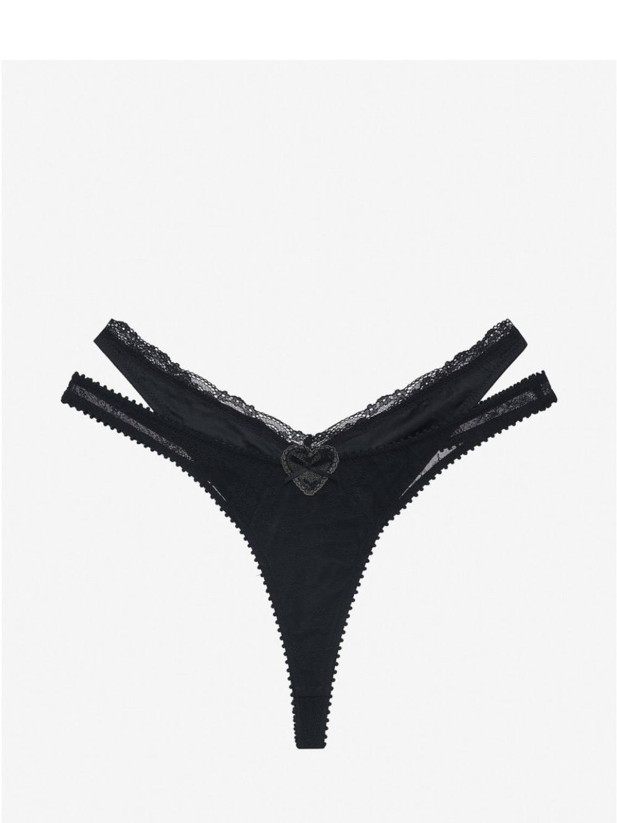For Love & Lemons Black Lace Double-Strap Thong Brie Panty | Medium (M) | NWT