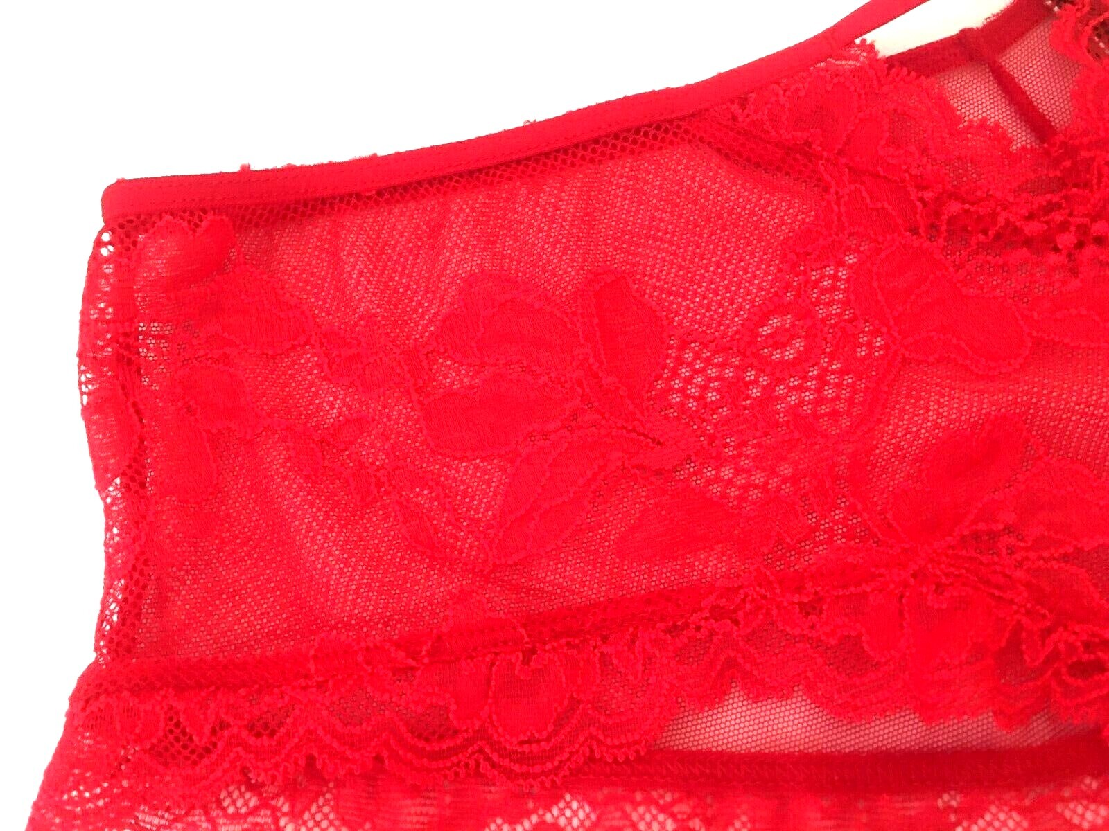 Victorias Secret Very Sexy Red Sheer Mesh &Lace Cheeky Panties M-L Cut-outs NWT