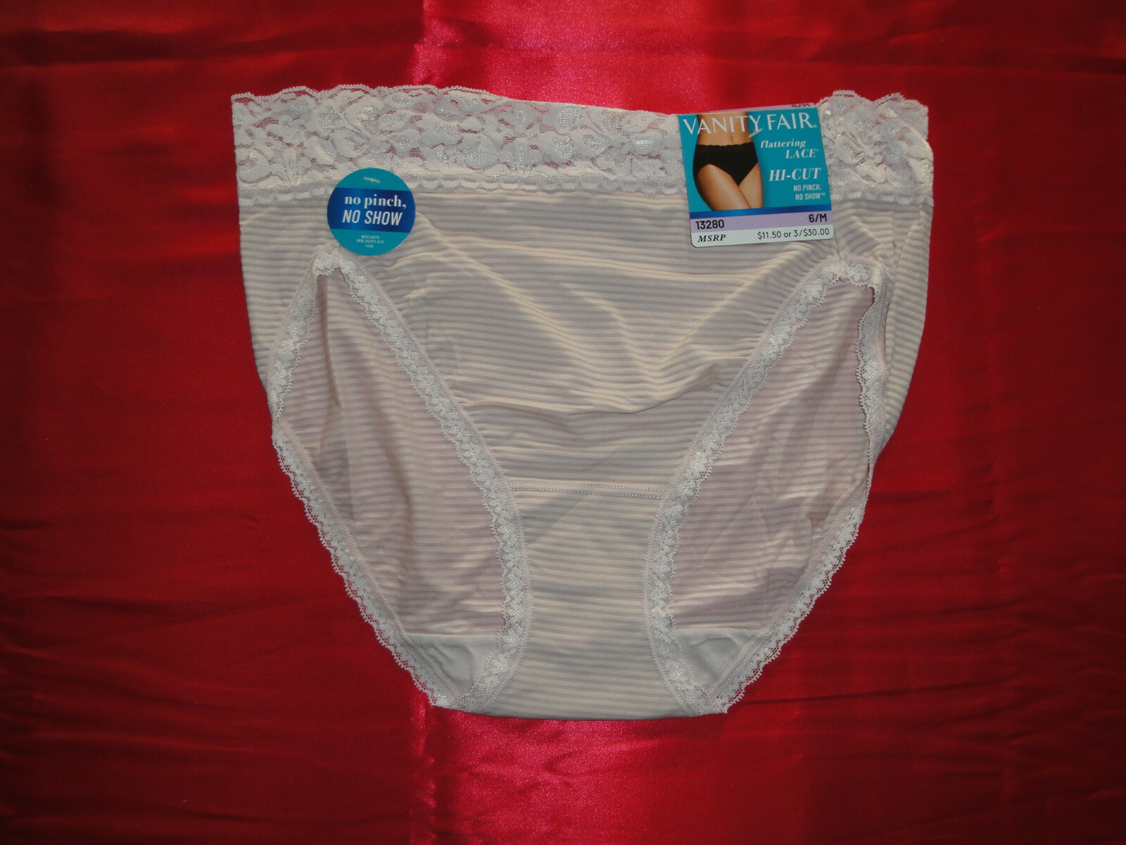 VANITY FAIR HIGH-CUT PANTIES SIZE 7 NO PINCH NO SHOW BEIGE #13280