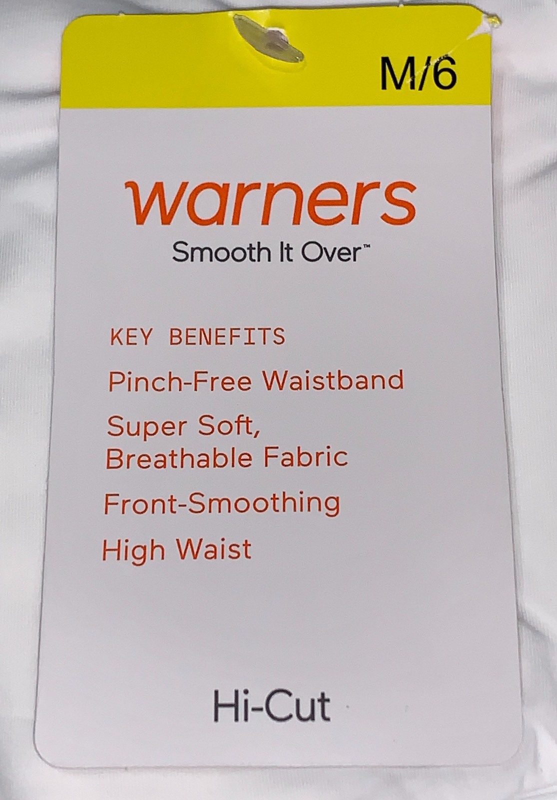WARNERS Smooth It Over White Modern Hi Cut Panty Womens S 5 M 6 L 7 XL 8 2XL 9