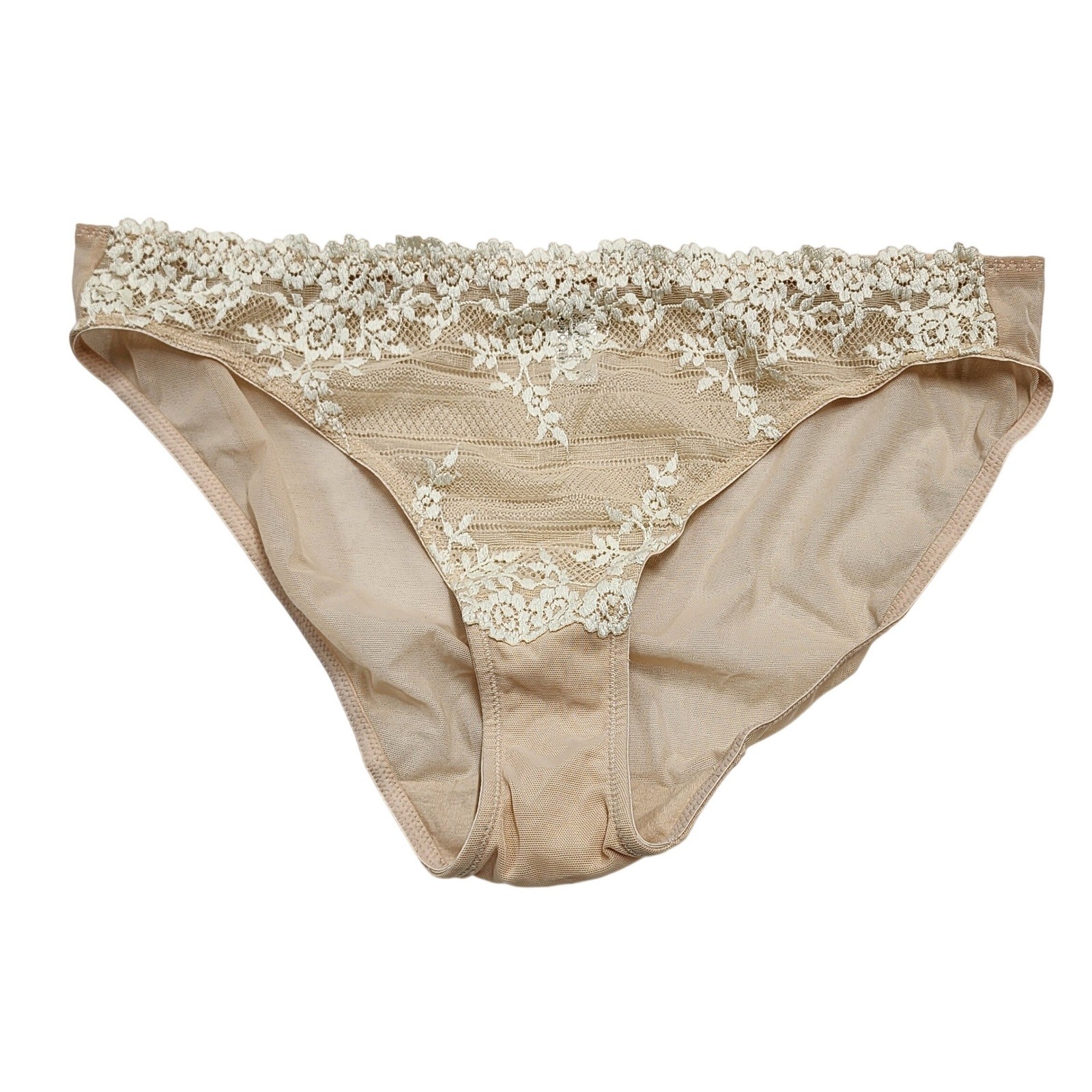 WACOAL 64391 NATURALLY NUDE EMBRACE LACE SEMI SHEER MESH BIKINI PANTIES XL