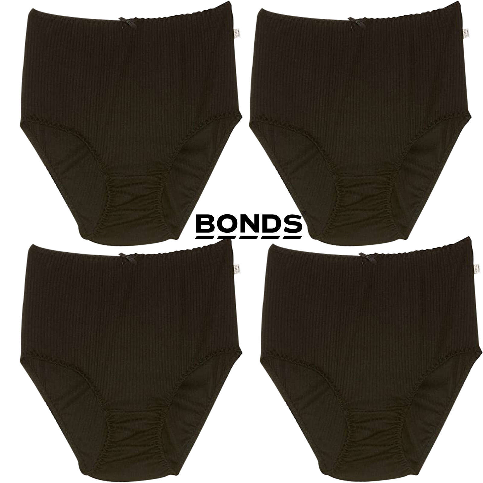4 Pack Bonds Heroes Full Brief Womens Underwear Undies Panties Black WQKHW Bulk