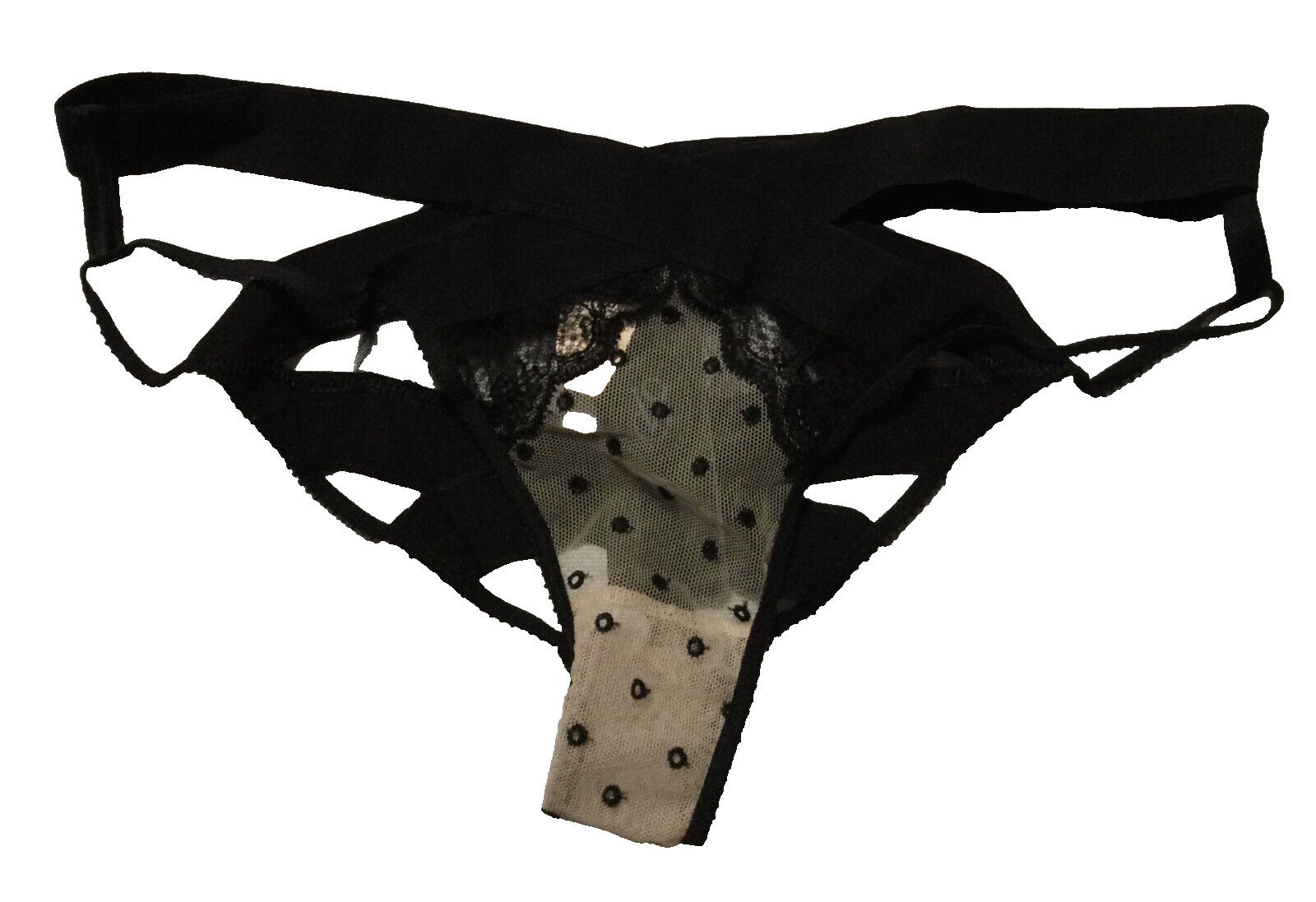 New Victorias Secret Designer Collection Mesh Lace Cut Out Strappy M Panty N6990
