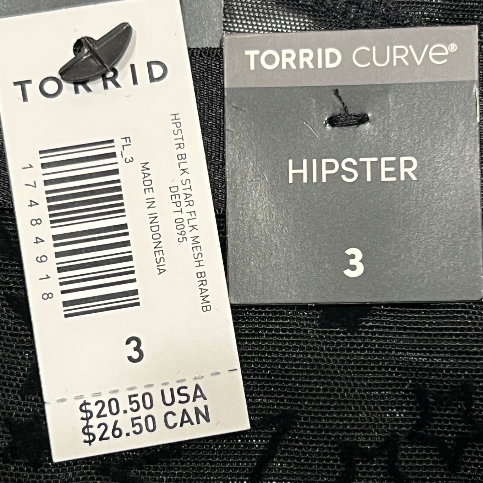 NWT TORRID Hipster Pantie Underwear Sz 3X-4X Black Mesh Stars