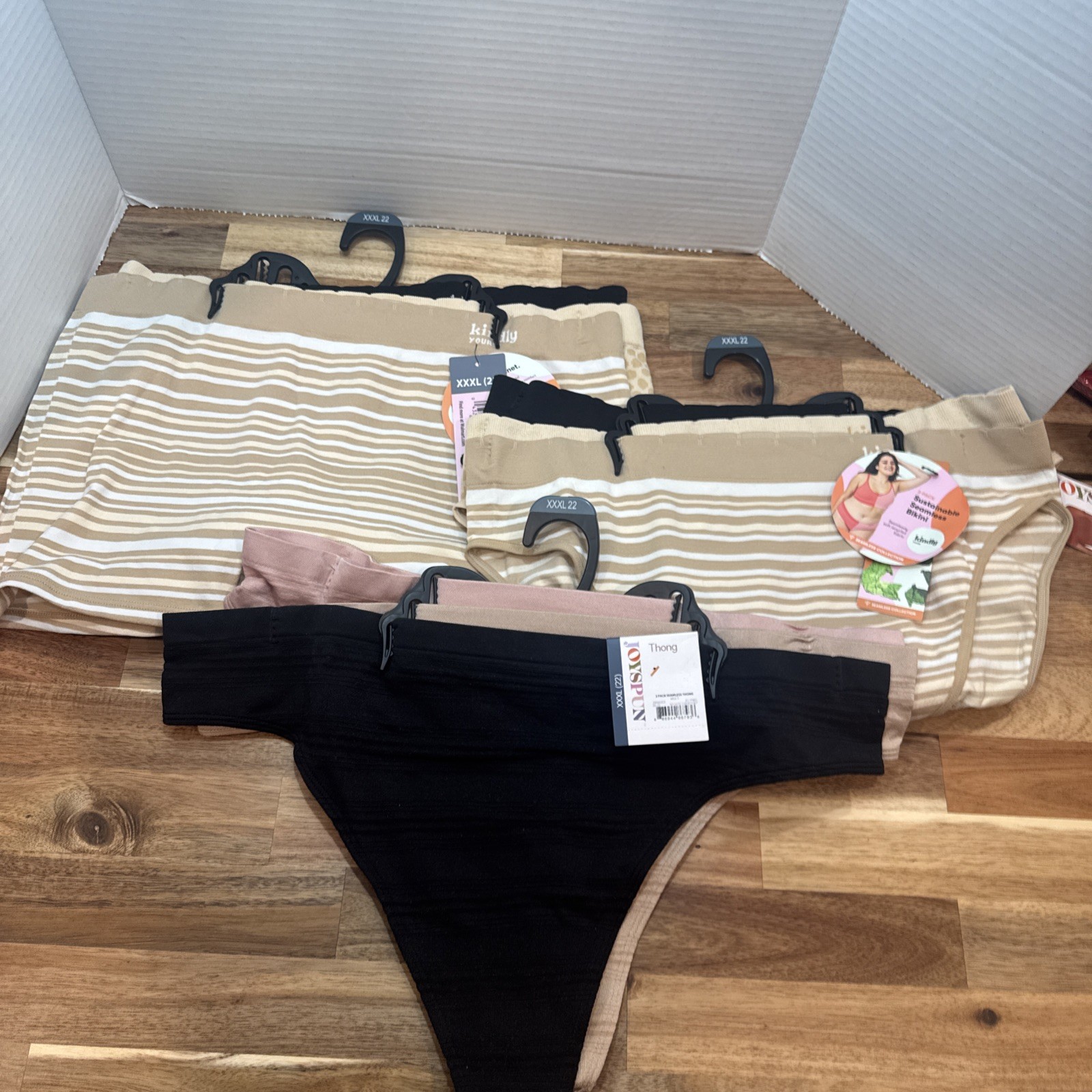 Joyspun 9 Pair Womens Cheeky Underwear Panties 3 Bikini 3 Thong &3 Boyshorts Lot