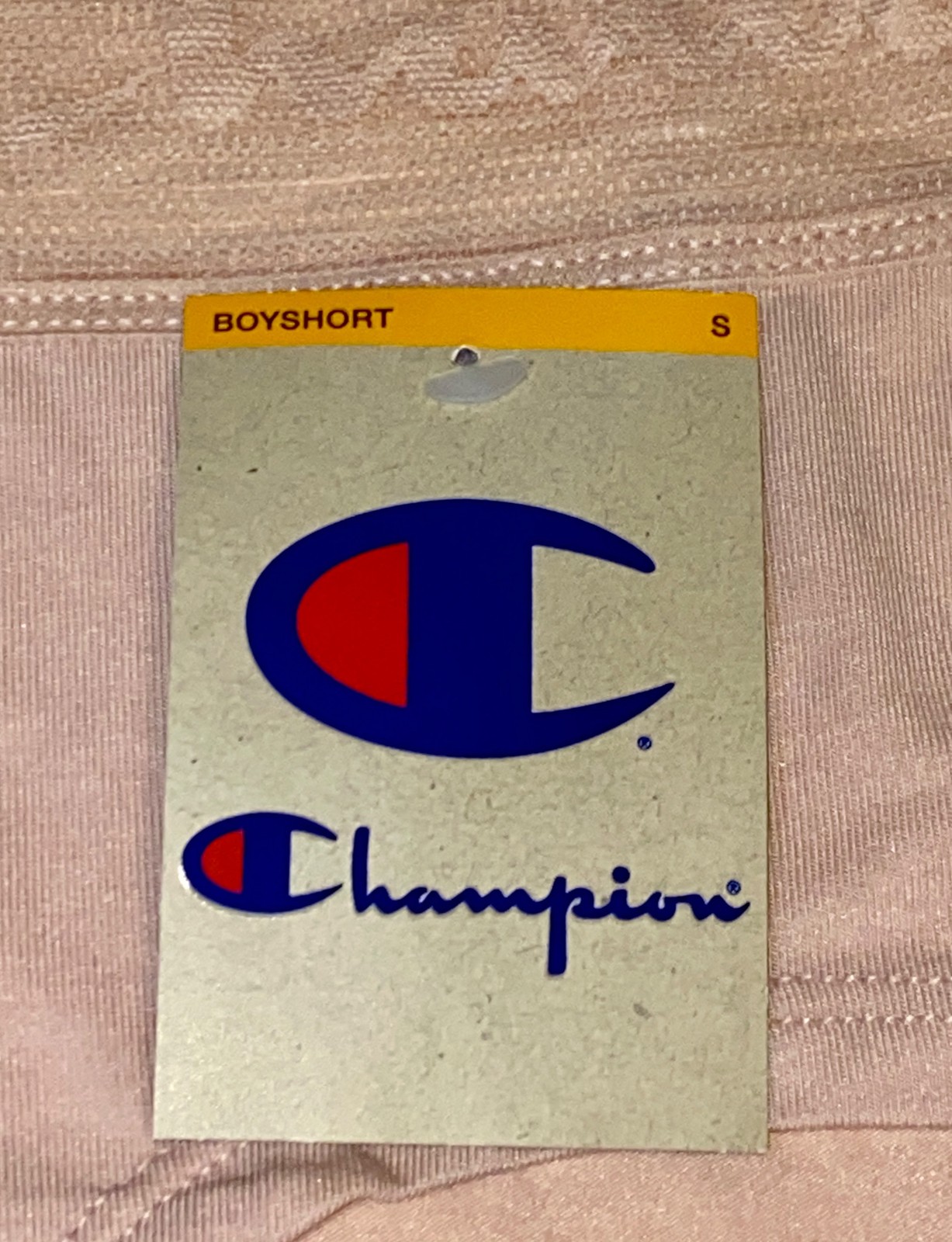 CHAMPION Wide Lace Logo Waistband Almond Pink Girl BoyShort Panty Womens S M XL