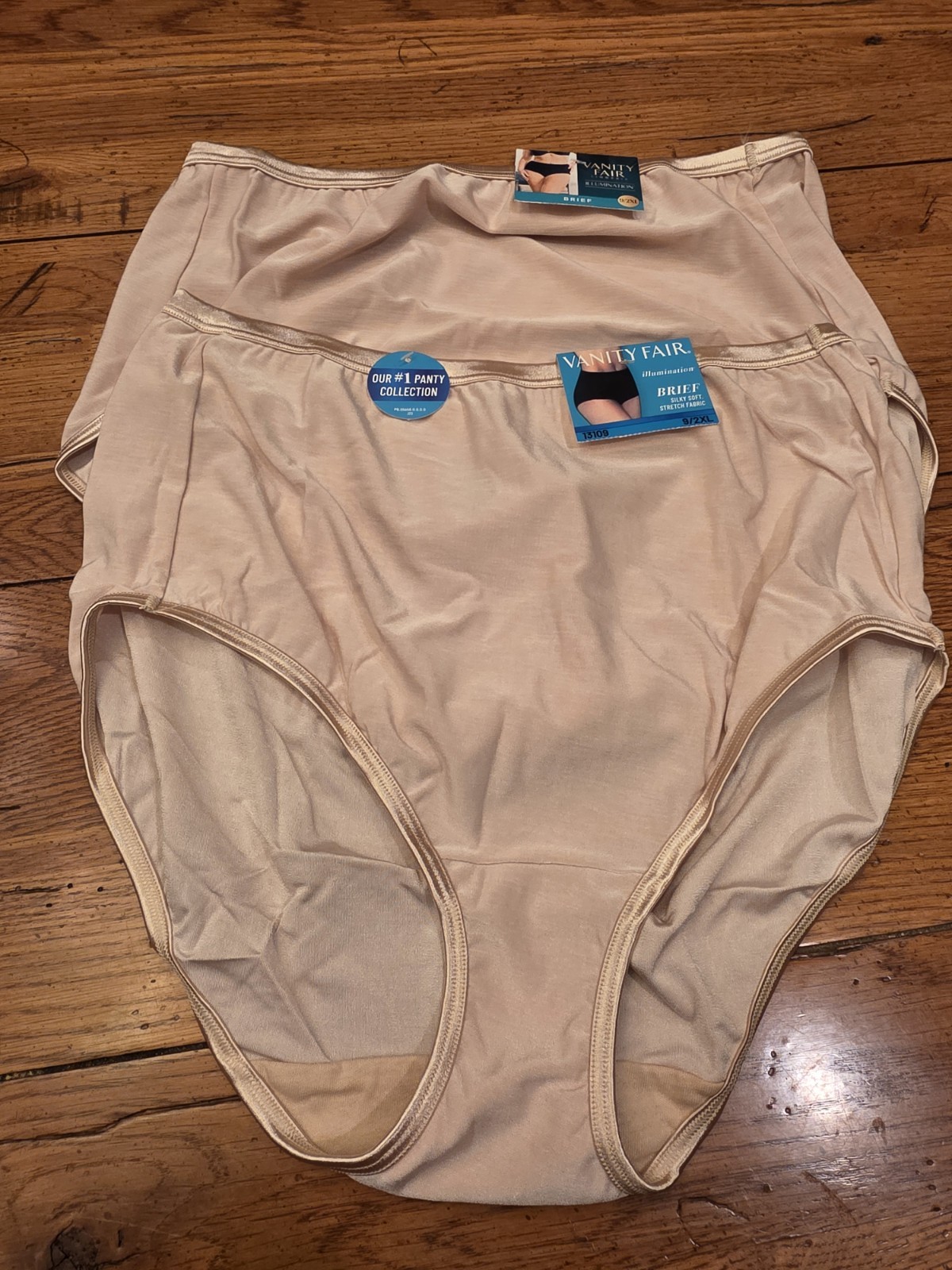Vanity Fair Brief 9/2XL Silky Soft Stretch Rose Beige 2 Pair