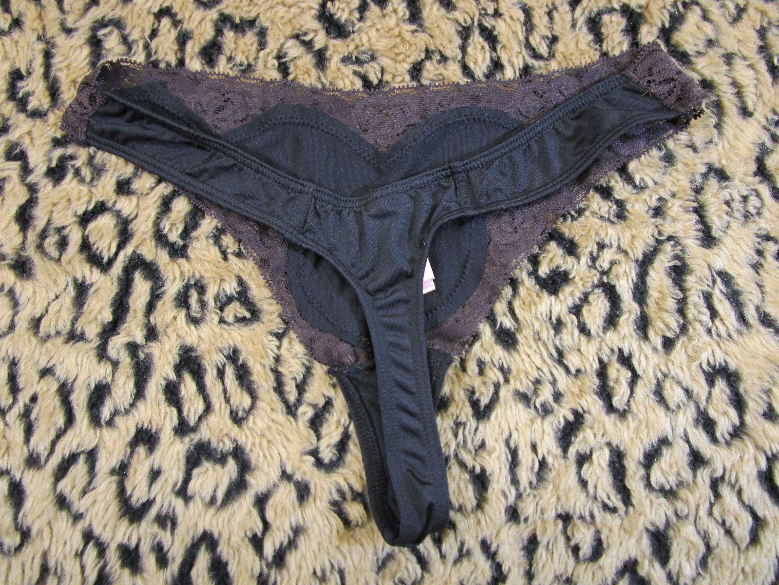 SOPHIE B. Black Brown Floral Thong Panty S 5 Sexy