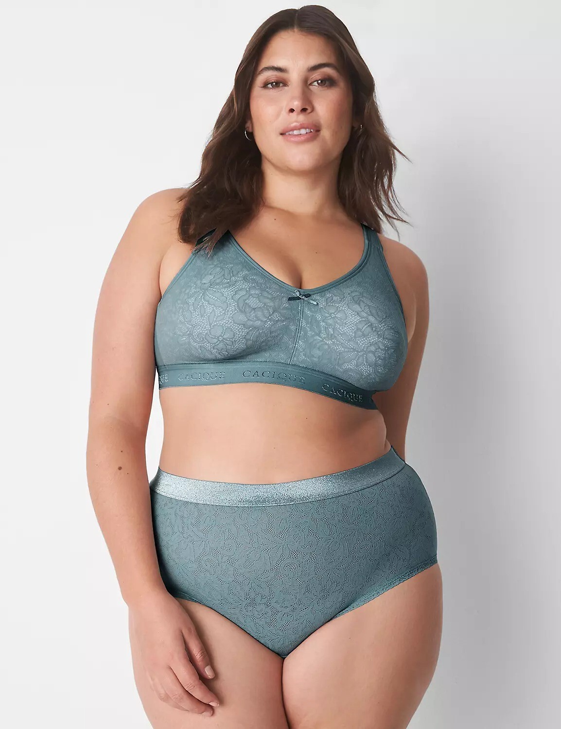 Lane Bryant CACIQUE Stretch LACE Sparkle High Leg Panty GRAY Plus 30/32 5X NWT