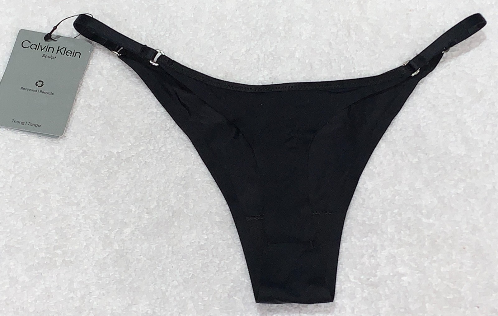 CALVIN KLEIN Sculpt Minimalist Black String Thong Panty Womens XS 4 XL 8 QD7323