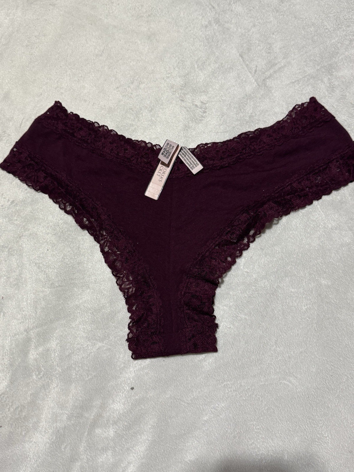 Victoria’s Secret Lace Trim Hiphugger Panty Dark Plum Purple NWT XL