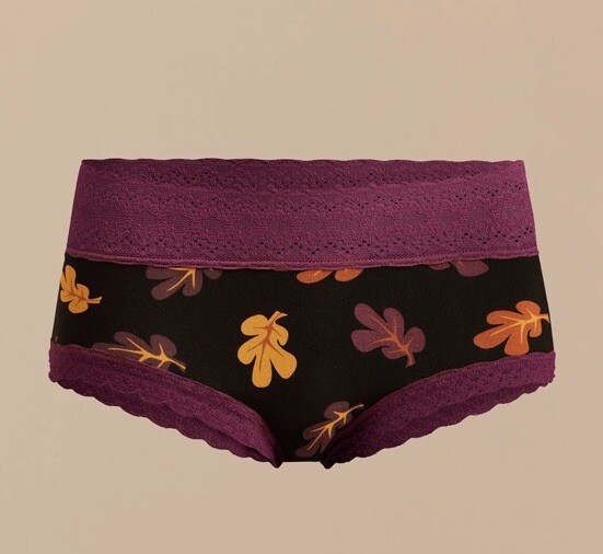 Meundies Women’s FeelFree Lace Hipster Size XS Fall Leaves Print New In Package