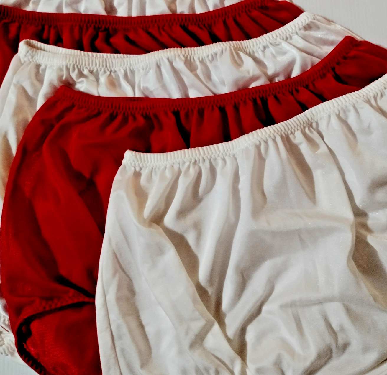 4 Largest Nylon Panties/ High Waisted/ Double Nylon Layer Crotch/ 7XL /IVORY+RED