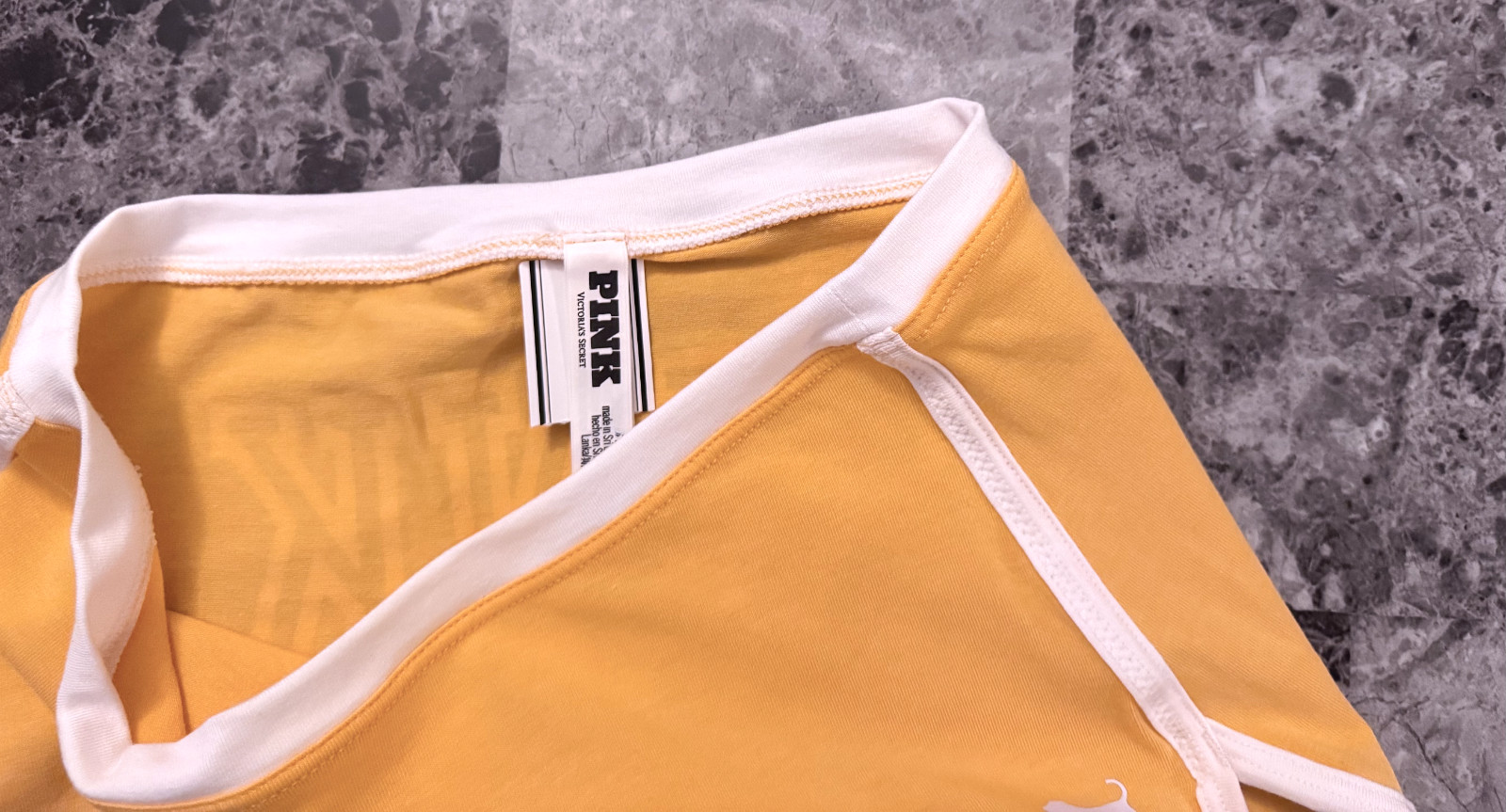 NWT VICTORIA’S SECRET PINK ORANGE WHITE LOGO CURVED HEM DORM BOYSHORT PANTIES