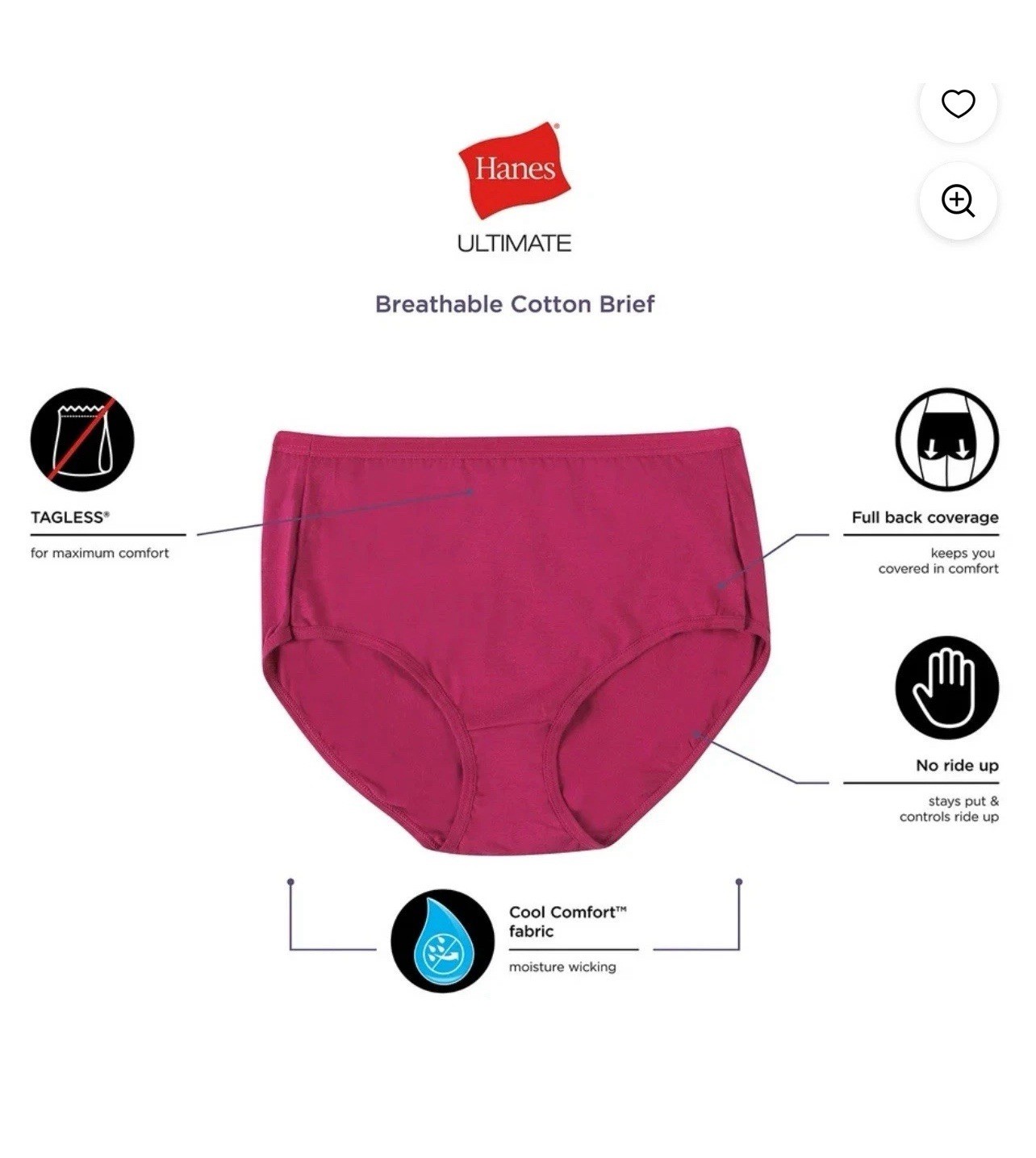 HANES BREATHABLE Tagless BRIEFS 6 Pack Cotton Panties Size 9 / 2XL NEW 🌺
