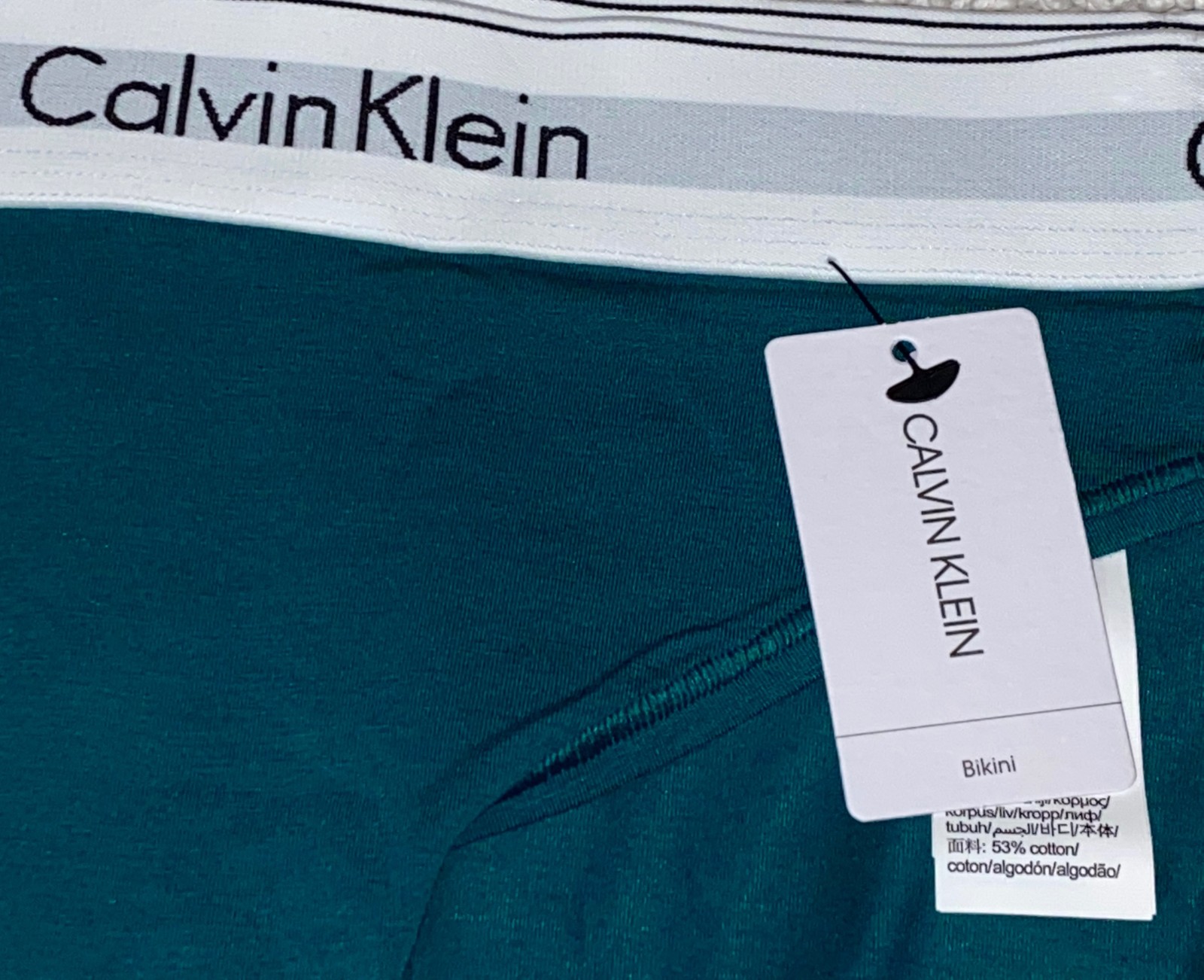 CALVIN KLEIN Modern Cotton Topaz Gemstone Teal Bikini Panty Womens Sz XS 4 S 5