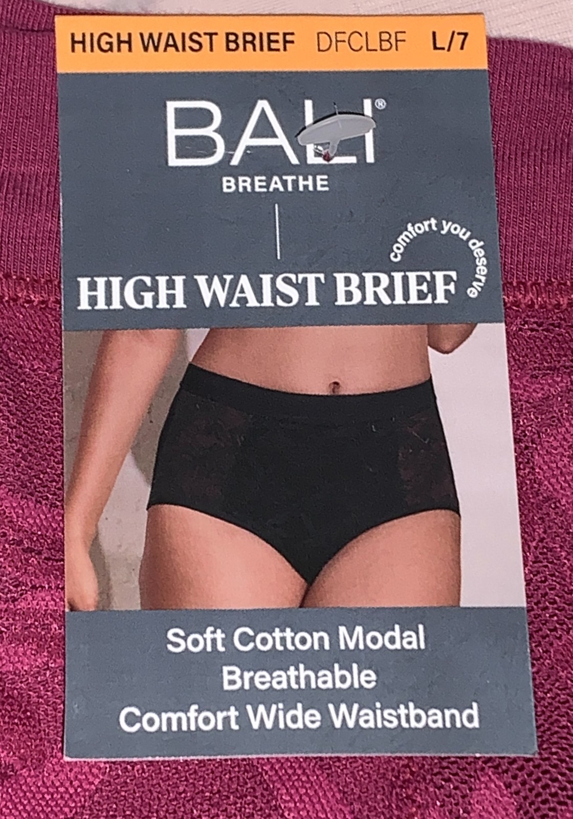 BALI Breathe Cotton Modal Lace Deep Cerise Pink Brief Panty Womens M 6 XL 2XL 9