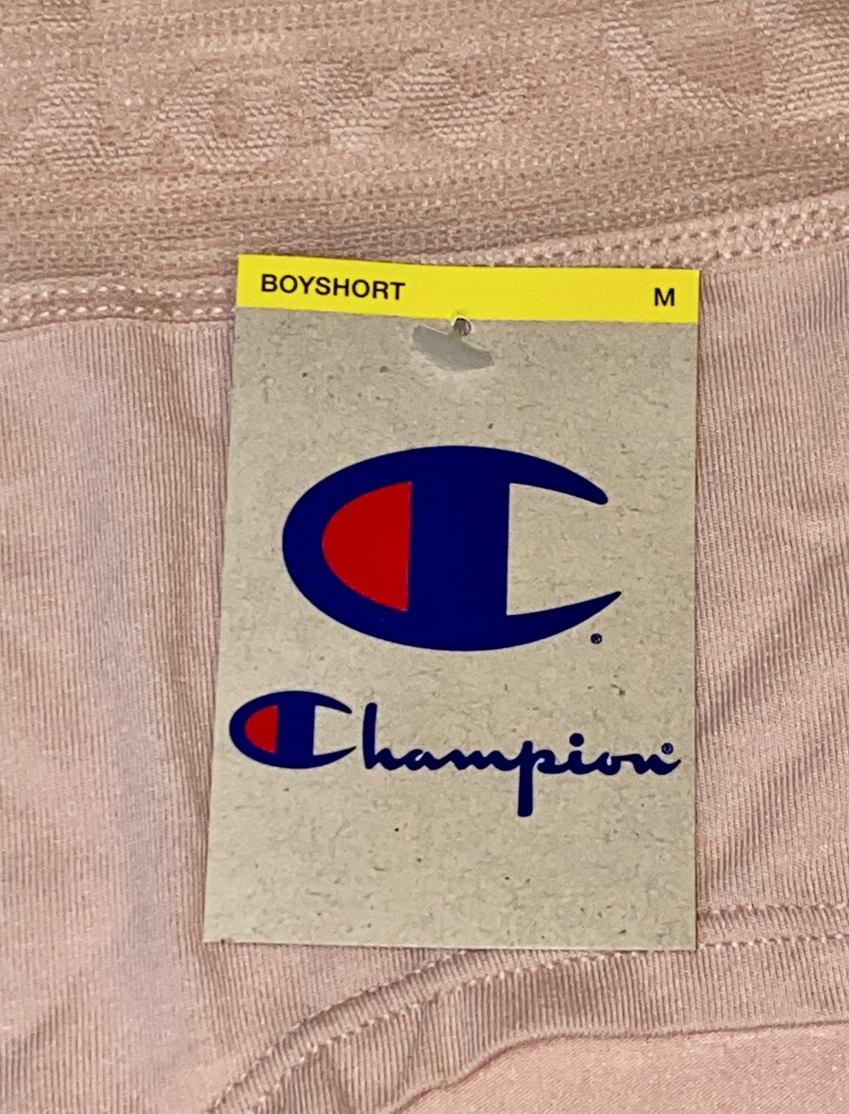 CHAMPION Wide Lace Logo Waistband Almond Pink Girl BoyShort Panty Womens S M XL