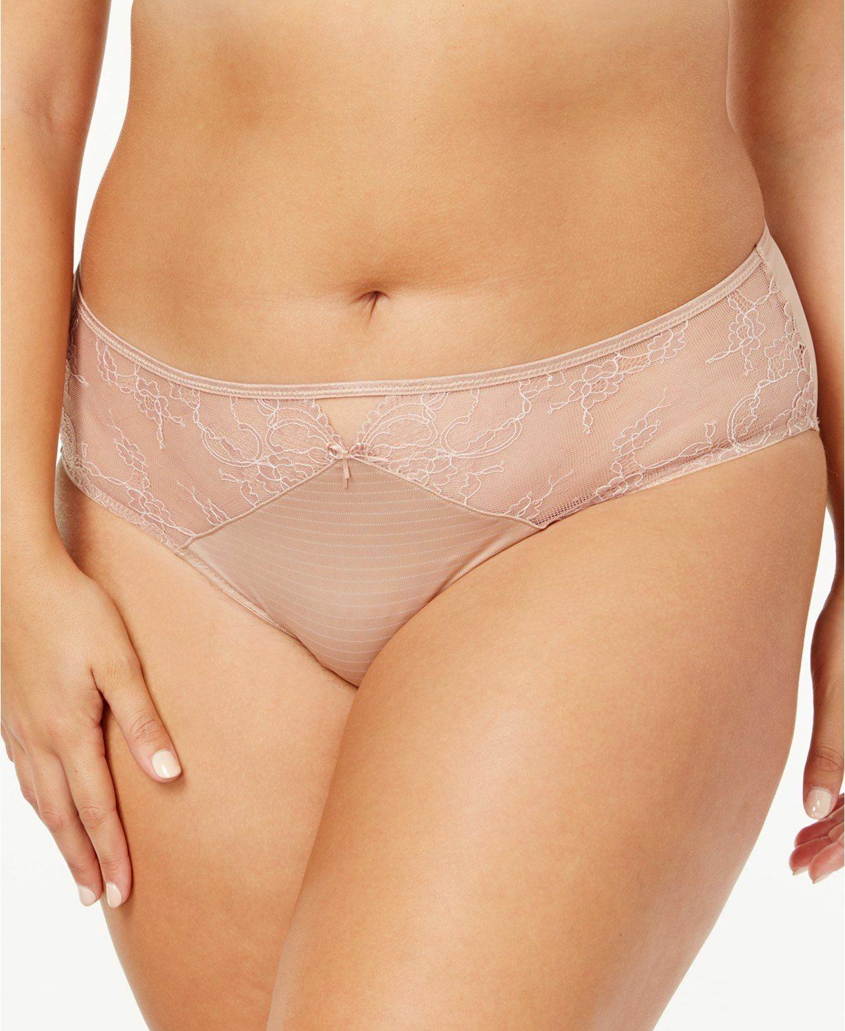 Ashley Graham Plus Size Front-Keyhole Lace Panty Beige 3X NWT! $30 [W]