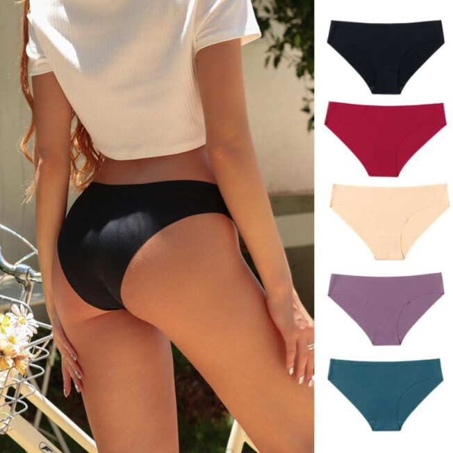 Lot 5 Pcs Womens Sexy Panties Lingeries Ice Silky Underwear High Cut Intimate