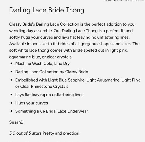 Rhinestone White Lace BRIDE Panty CLASSY BRIDE Lingerie ONE SIZE NWT Retail $24
