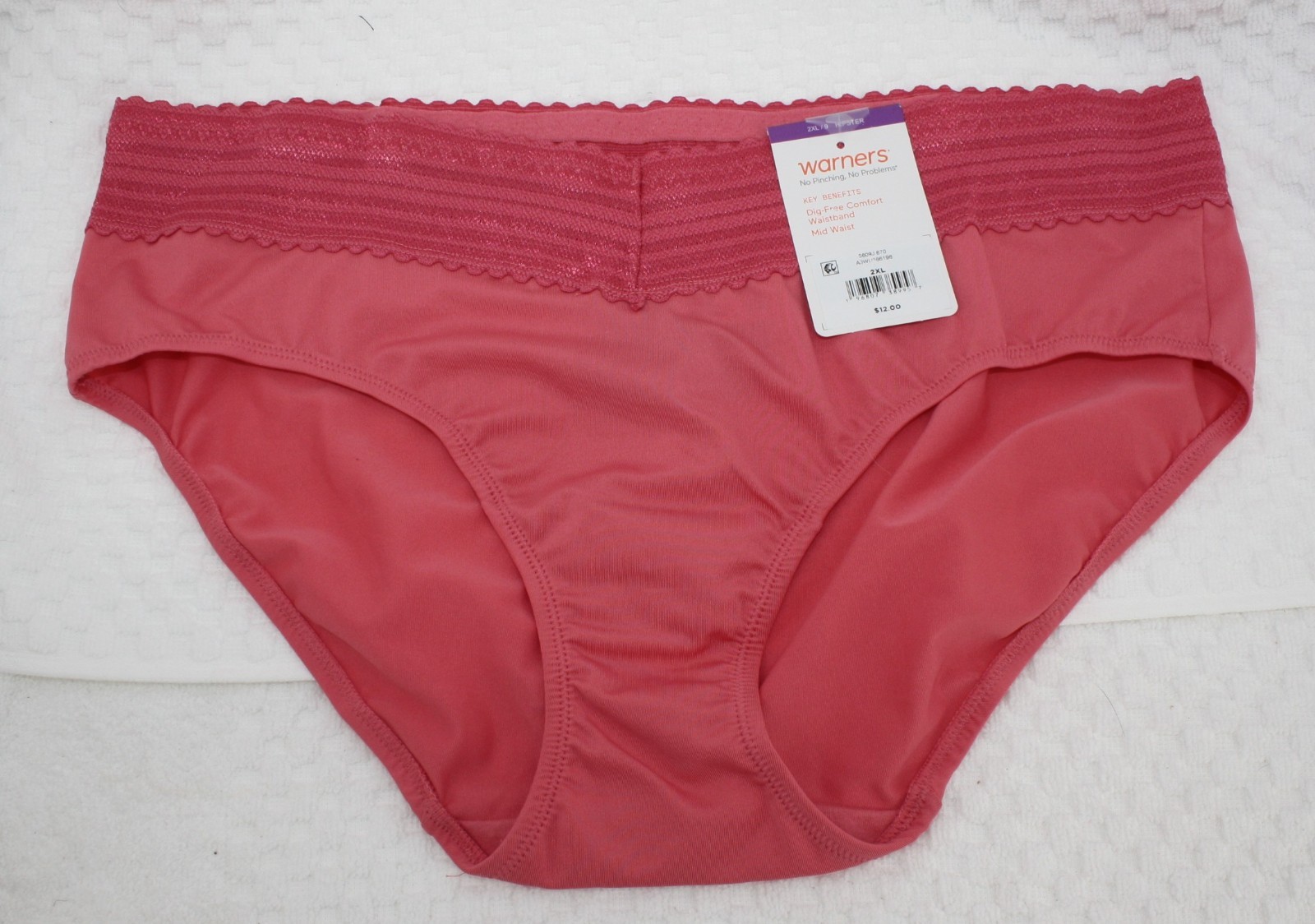 New set/3 WARNER’S no muffin top HIPSTER panties ROSE BLACK white BLUE dot 9/2XL