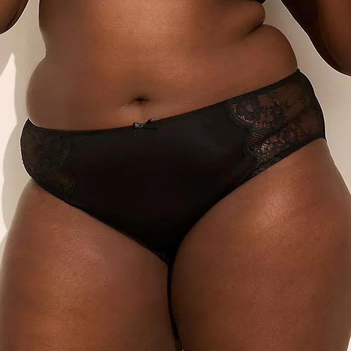 Lane Bryant Cacique Crotchless Strappy-Back Hipster Panty 14/16 *Black* NWT!