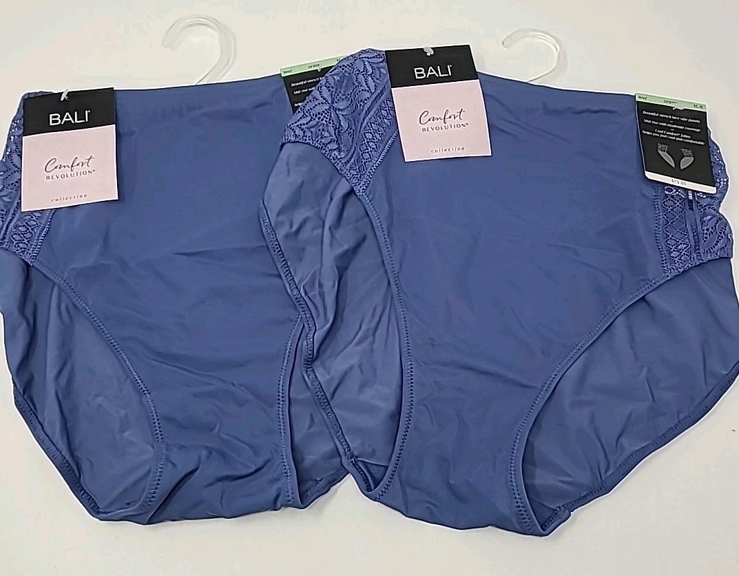 Bali Comfort Revolution Briefs Lot Of 2 Panties DFB598 Chambray Blue Size XL/8