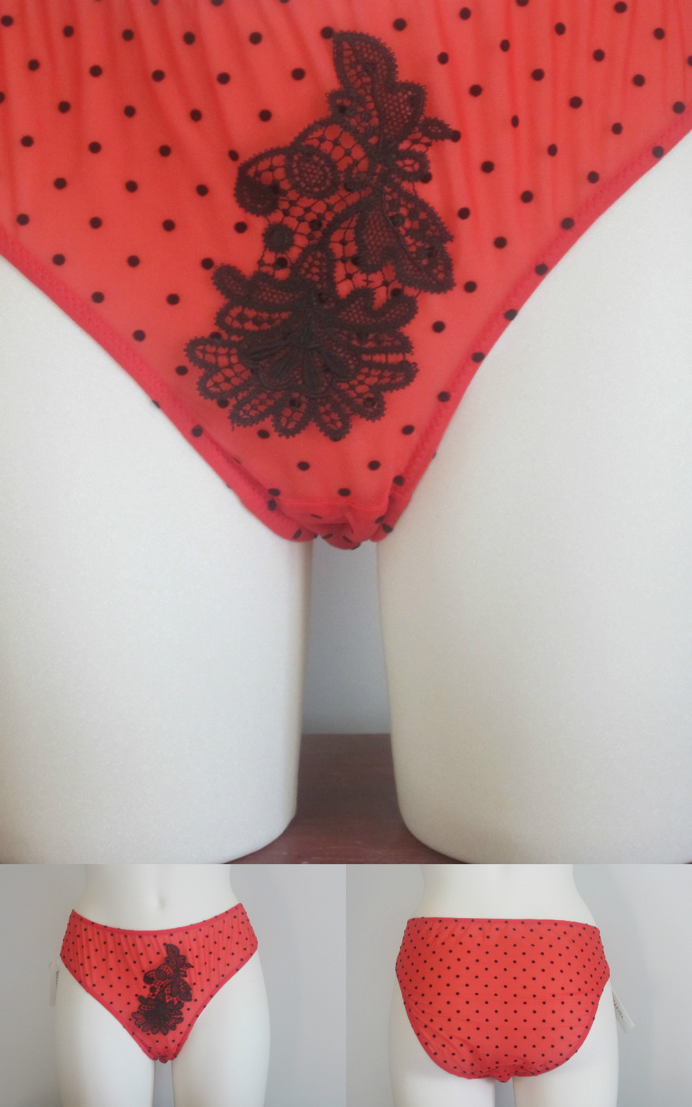 Underpants T5 Red Peas Black With Guipure Millesia