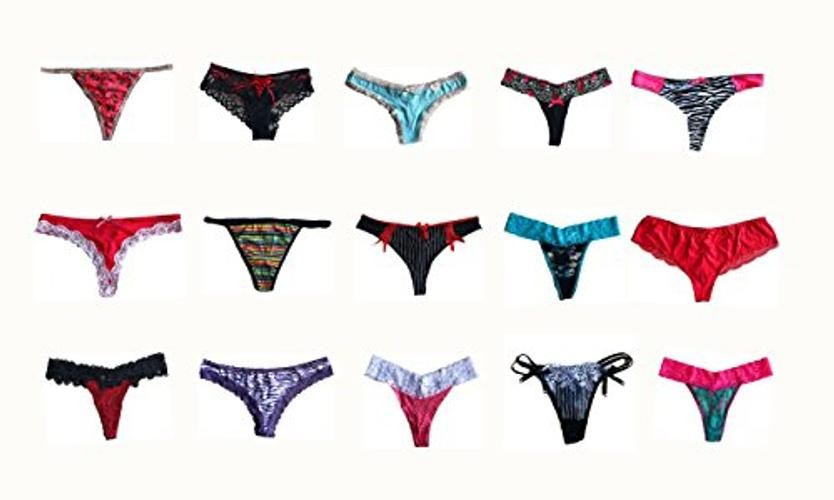 Varieties of Women Thong Pack Lacy Tanga G-string Bikini Medium 10 Pcs