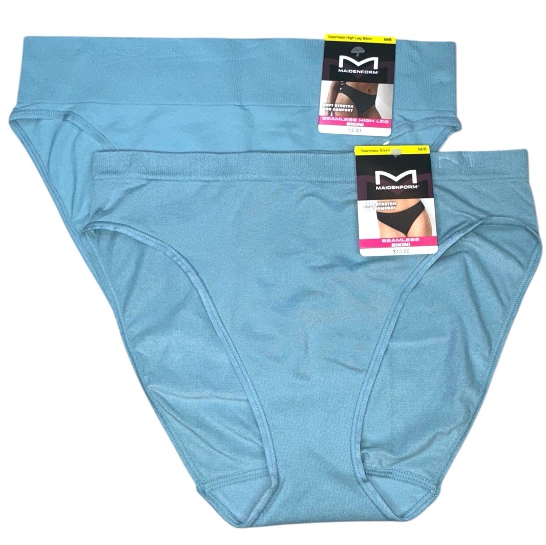 Maidenform Women’s Size M 6 2-Pack Bikini Underwear Panty Nylon Blend Blue Color