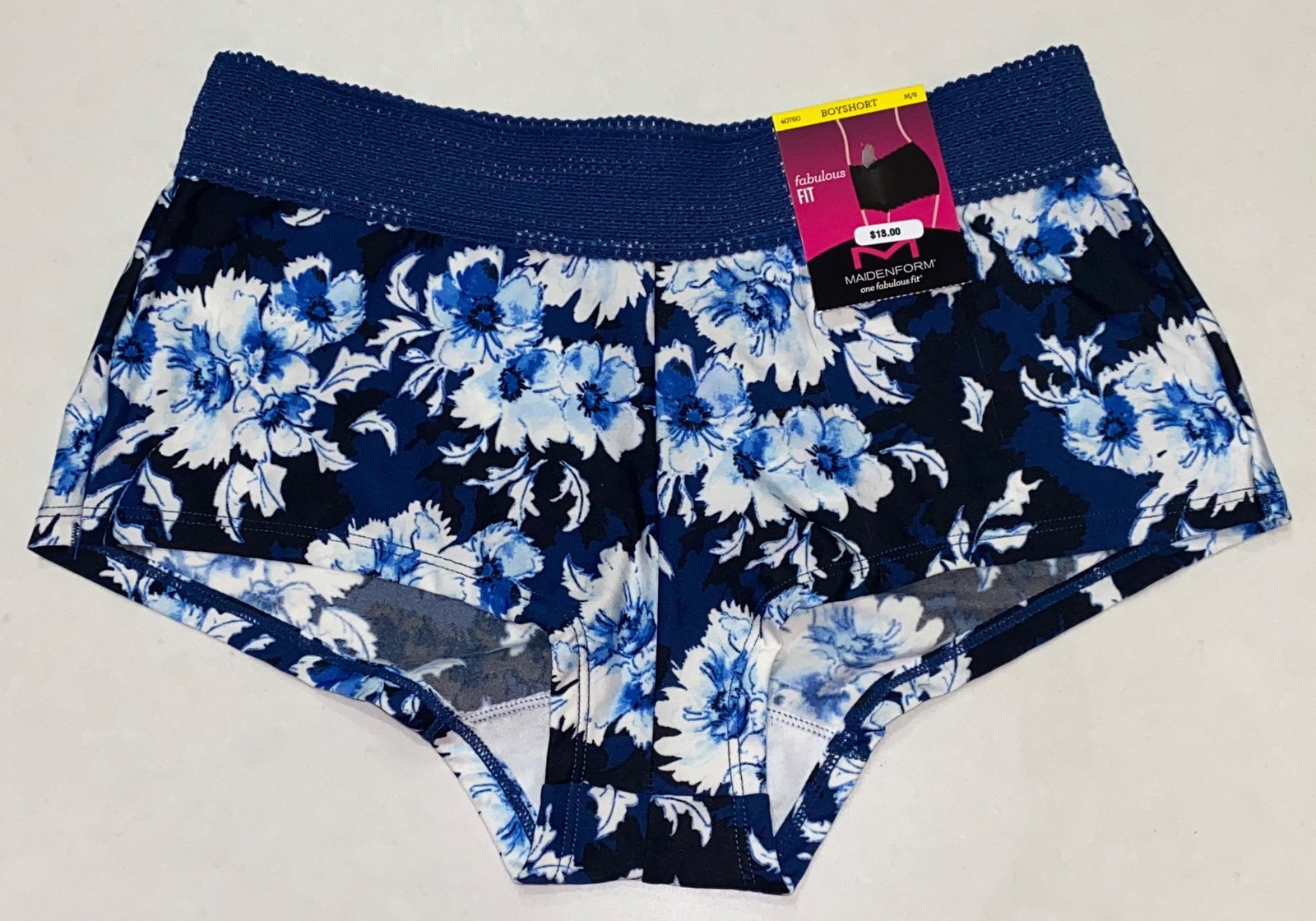 MAIDENFORM One Fab Fit Micro Floral Navy Blue Boyshort Panty Womens S M L XL 2XL