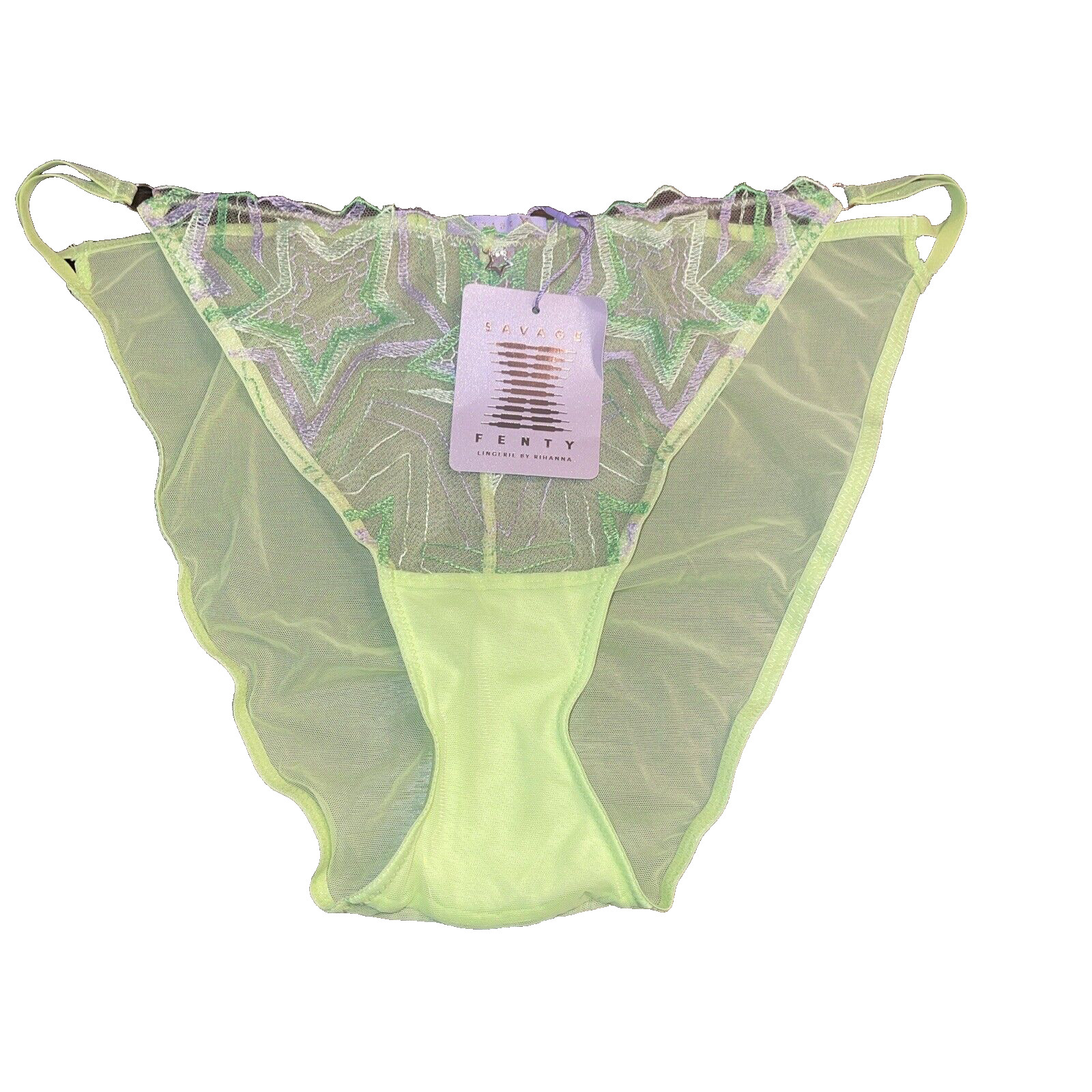 NWT Savage Fenty String Bikini Panty Green Mesh 1X Sissy Whimsical Stars Fairy