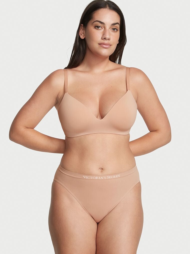 M Beige SEAMLESS NO SHOW FULL COVER Victorias Secret High-Leg Waist Brief Panty