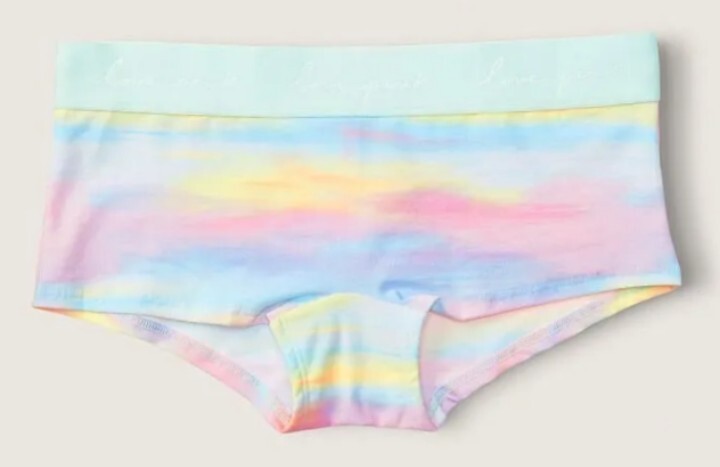 PINK Victoria’s Secret Neon Touch Blue Rainbow Script Logo Shortie XL Boyshort