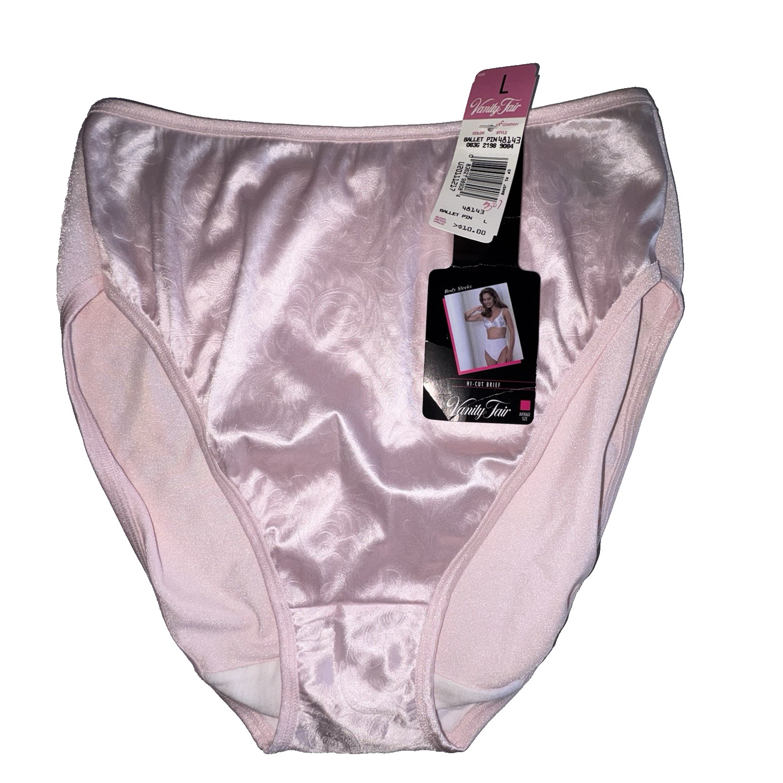 Vtg Vanity Fair Body Sleeks Hi-Cut Brief Panties Silky Ballet Pink Size Large