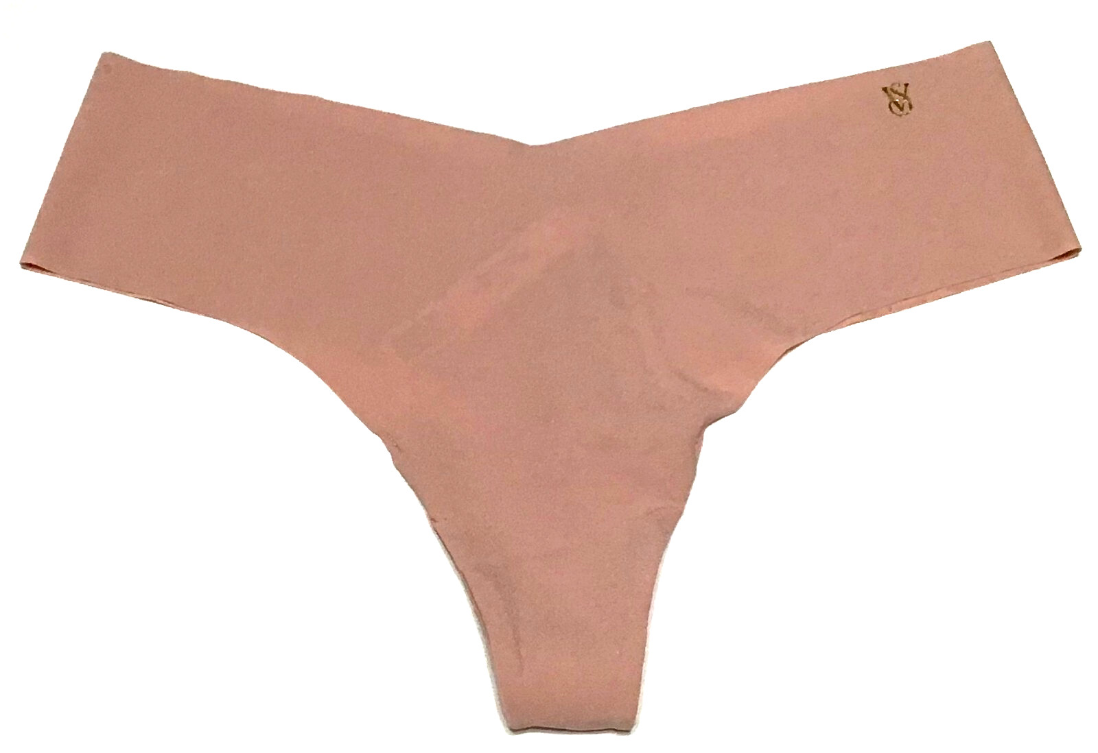 medium – NWT Victoria’s Secret raw cut thong panty beige logo (c336)