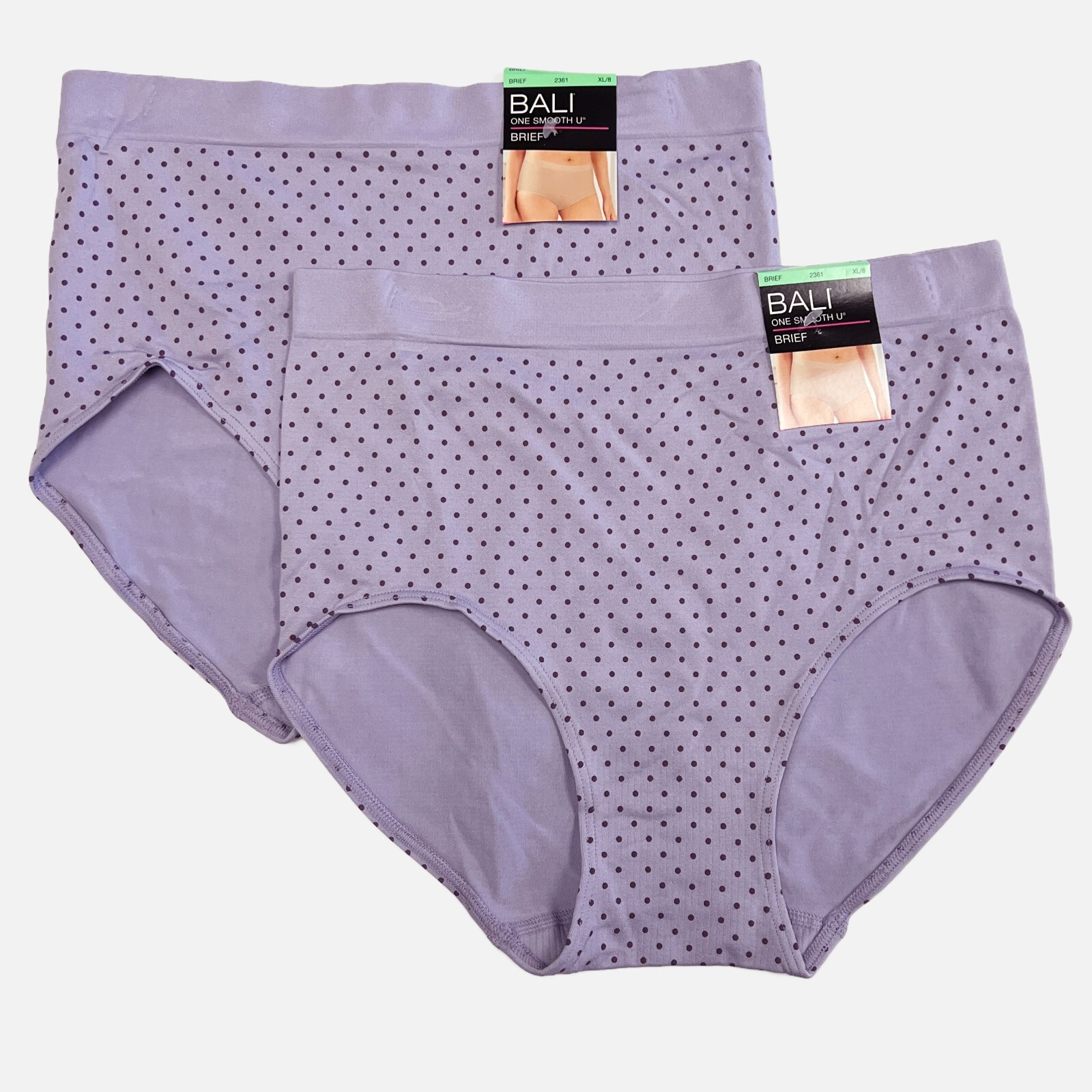 2 Bali One Smooth U Brief Panty XL SIZE 8 NWT 2361 2 PACK