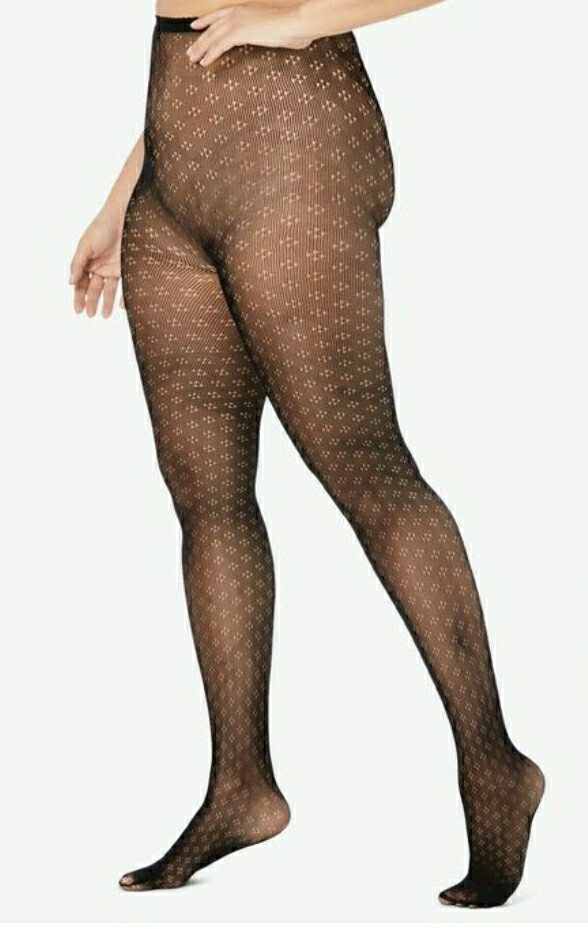 Comfort Choice Women’s Plus Size A/B Embroidered Tights 2-Pair
