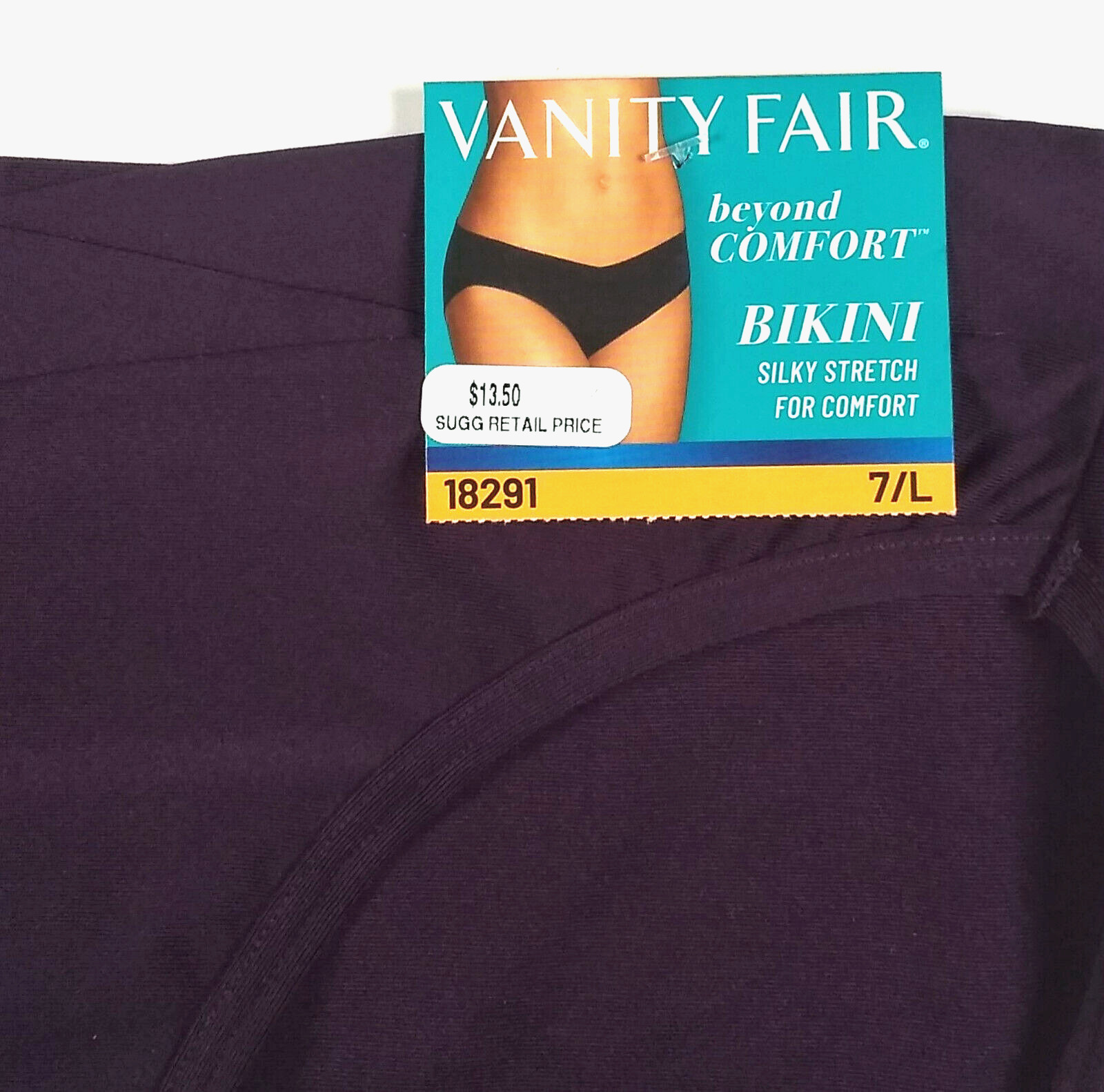 Vanity Fair Bikini Panties 7 / L Beyond Comfort Violet Bright White 2 Pair NEW