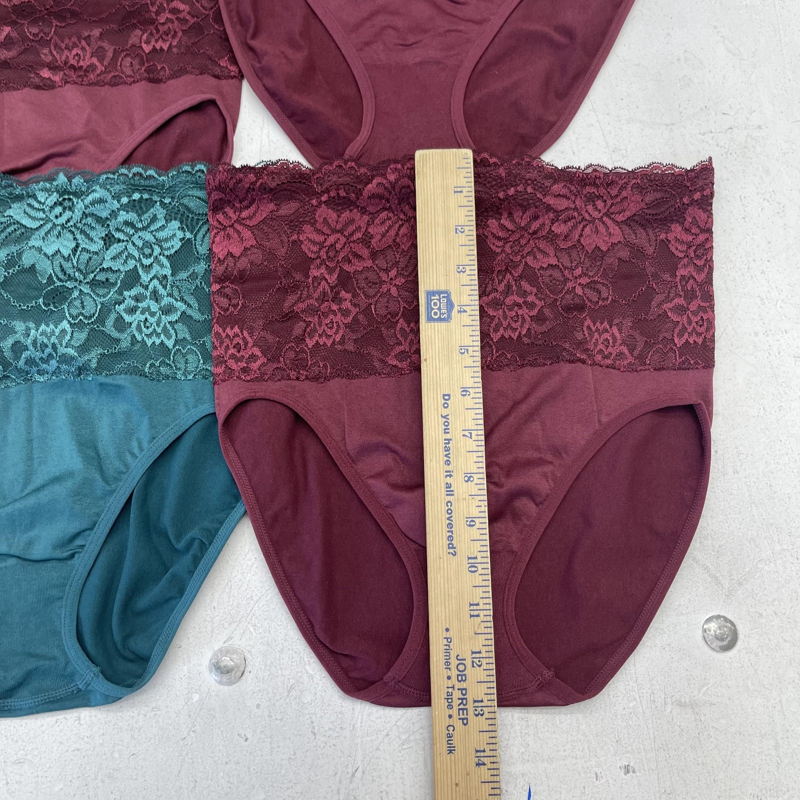 Rhonda Shear Brief Panties Womens XL Multicolor Lace High Waist 4 Pack Sheer