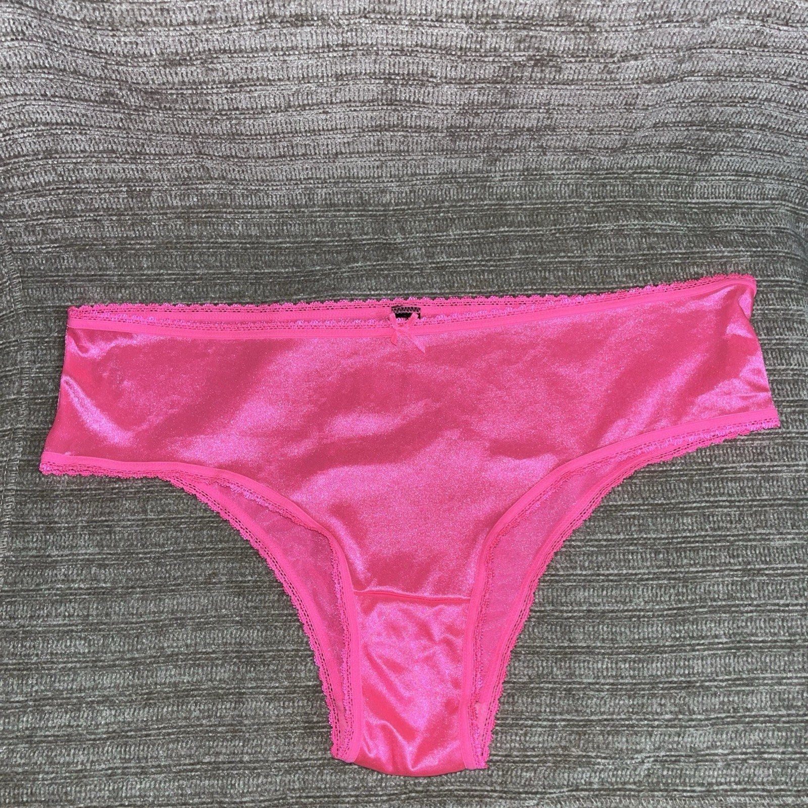 Vintage Hot Pink Satin Wet Look Second Skin Shiny Lace Trim Sissy Panties XL New